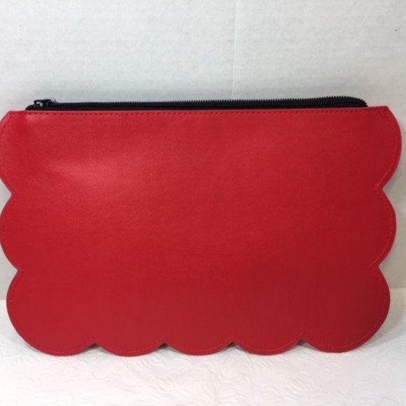NEW Red Faux Leather "Keep It Real" Zip Pouch - Picture 3 of 4